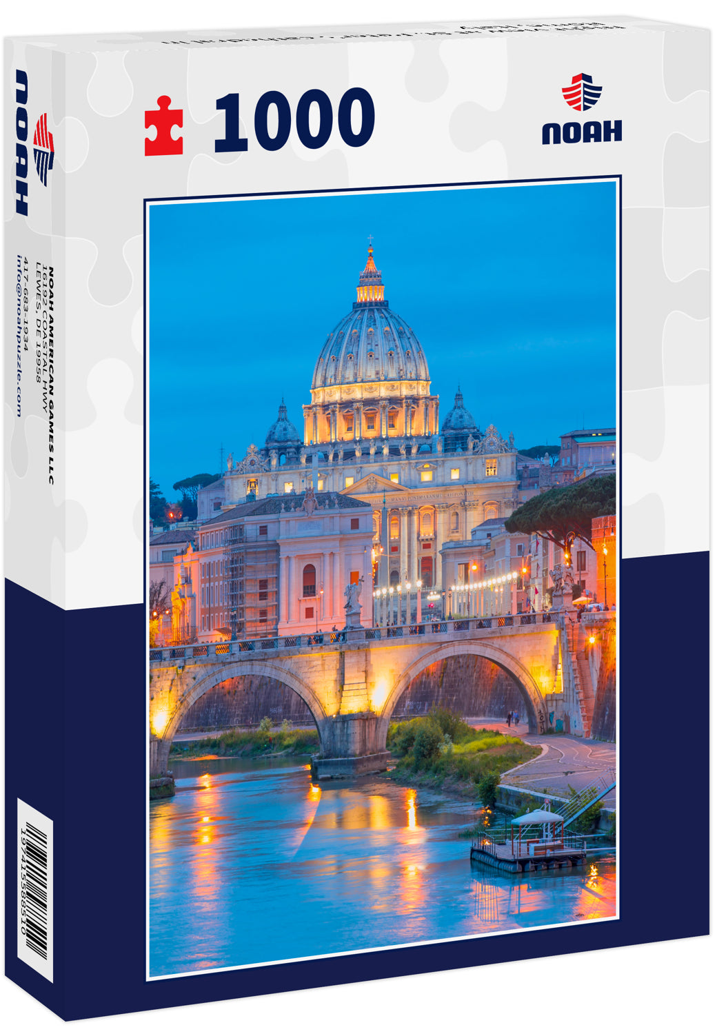 Night view at St. Peter's cathedral in Rome, Italy