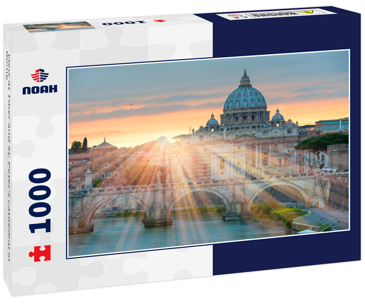 View at Tiber and St. Peter's cathedral in Rome