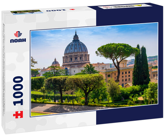 Rome, Vatican City, Italy - Panoramic view of St. Peter’s Basilica - Basilica di San Pietro in Vaticano - main dome by Michelangelo Buonarotti seen from the Vatican Gardens in the Vatican City State
