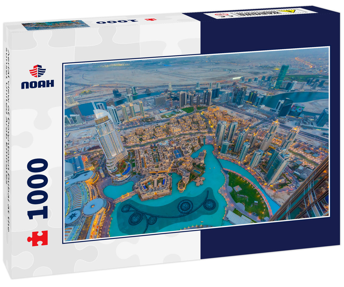 Aerial view of Downtown Dubai at the sunset United Arab Emirates