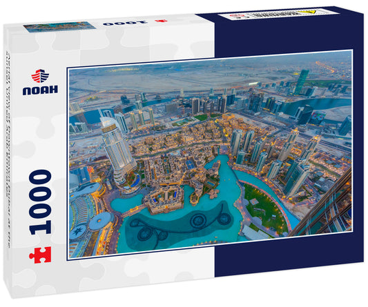 Aerial view of Downtown Dubai at the sunset United Arab Emirates