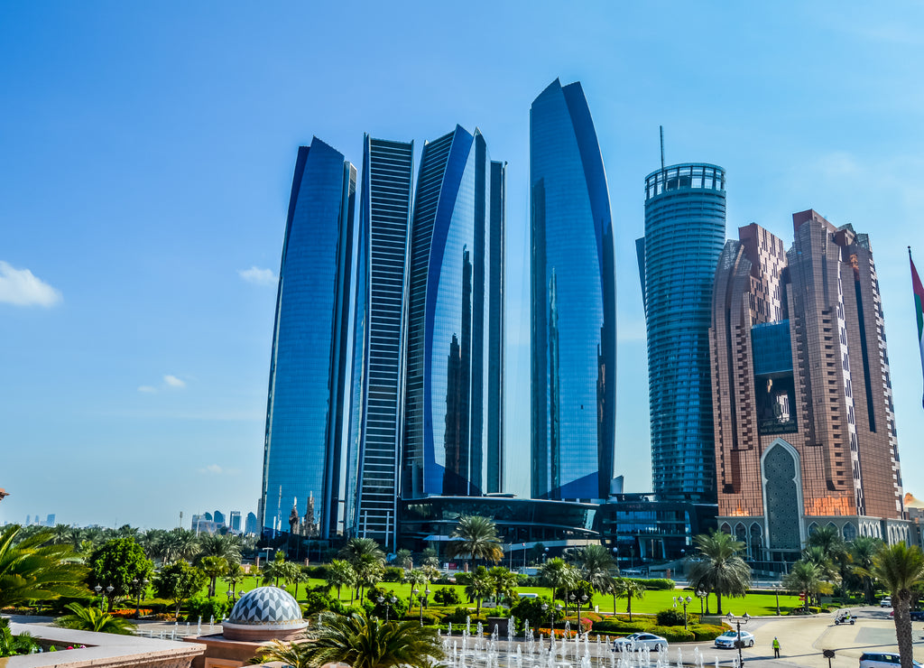 Etihad towers,a series of five tall buildings and hotel in Abu Dhabi Corniche, United Arab Emirates