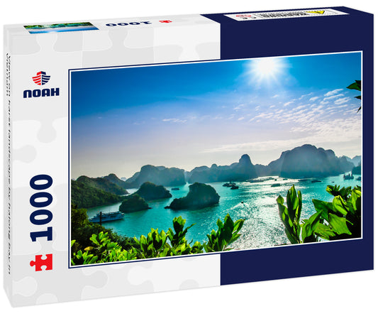 View on karst landscape by halong bay in Vietnam