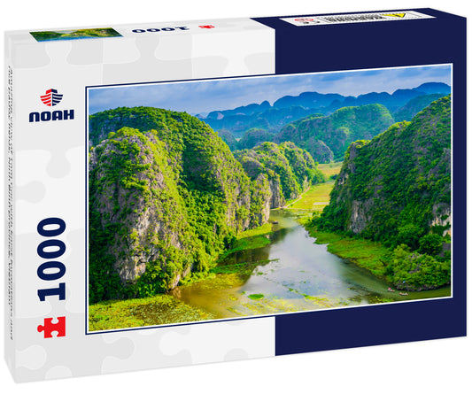Amazing view of Tam Coc with karst formations and rice paddy fields, Ninh Binh province, Vietnam