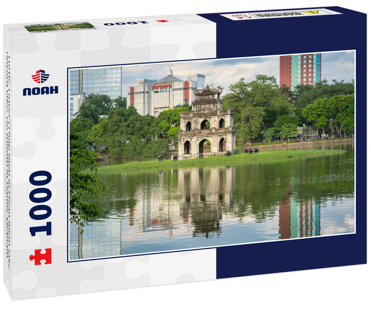 Turtle Tower (Thap Rua) in Hoan Kiem lake (Sword lake, Ho Guom) in Hanoi, Vietnam