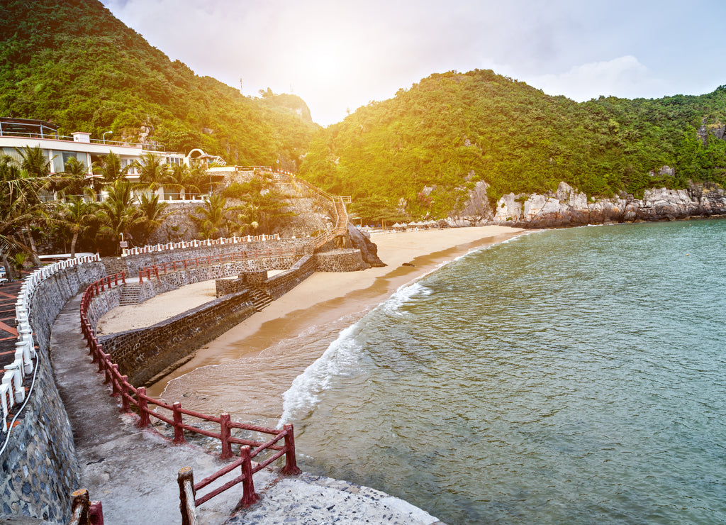Hiking trail in Cat ba island city beach Cat co, Vietnam