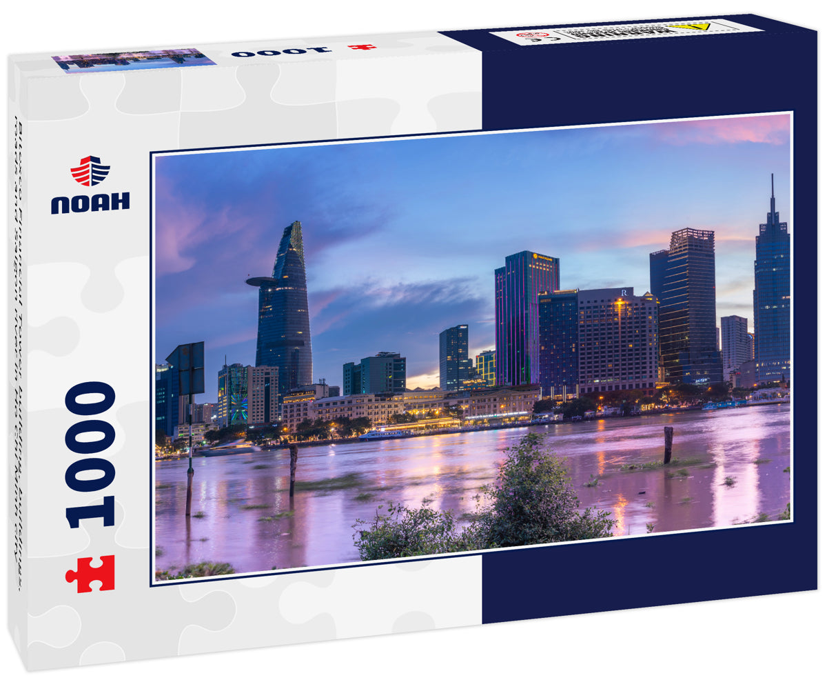 Bitexco Financial Tower building, buildings, roads and Saigon river in Ho Chi Minh city