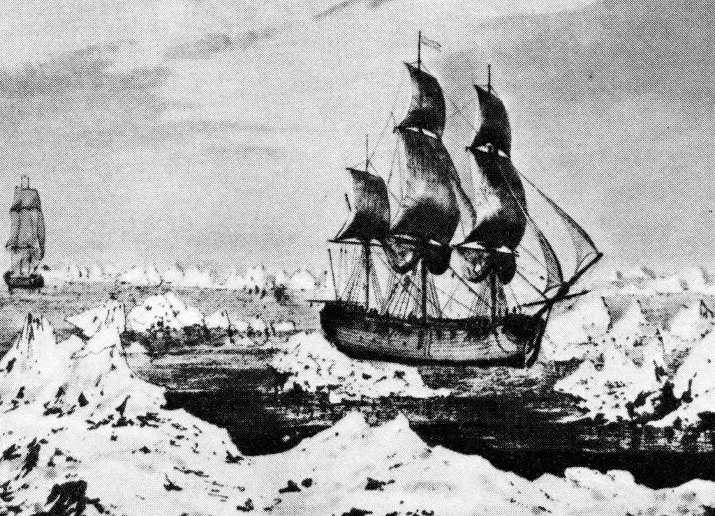 Cook's ships near Icy Cape, Alaska, august 1778