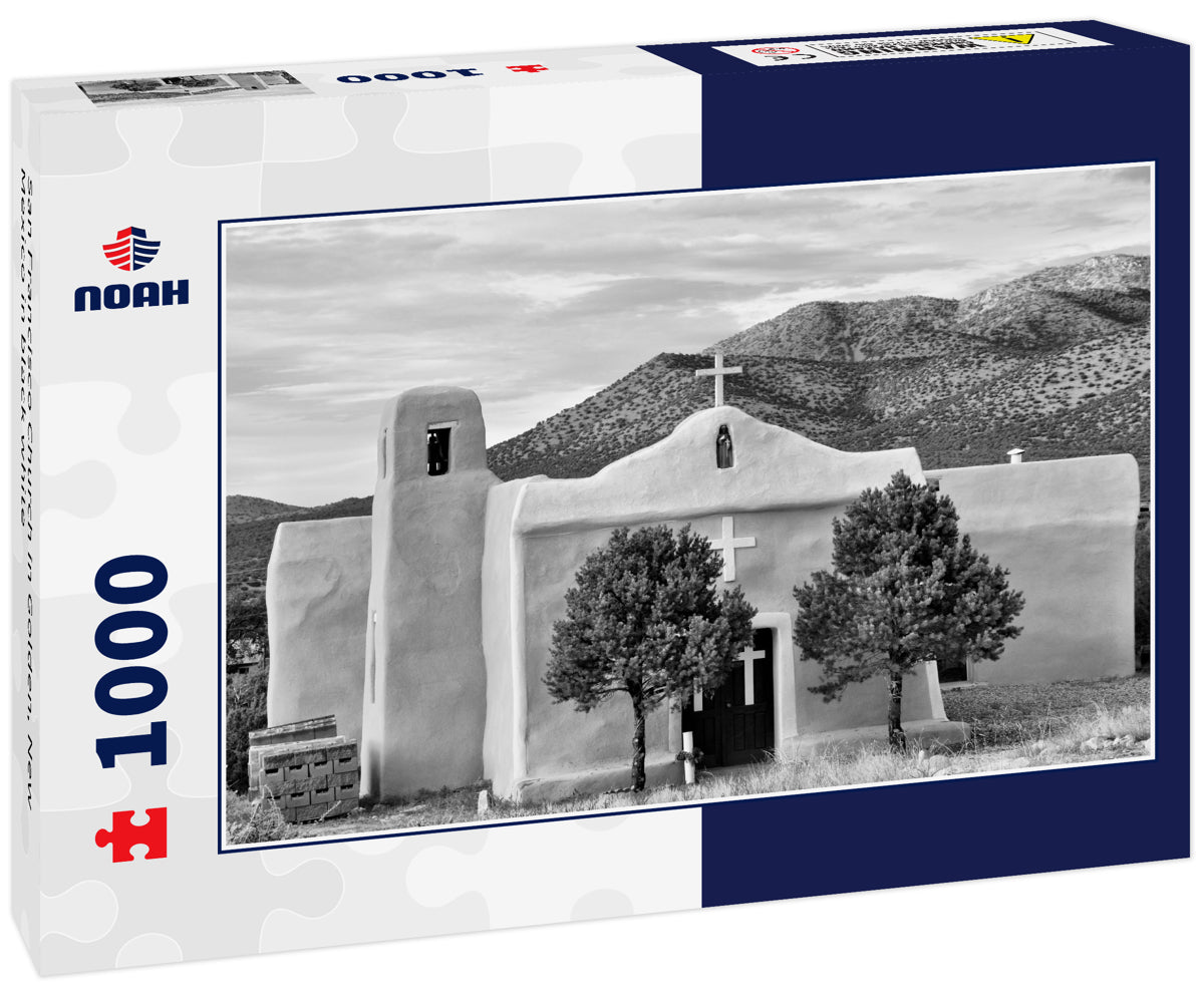 San Francisco Church in Golden, New Mexico in black white