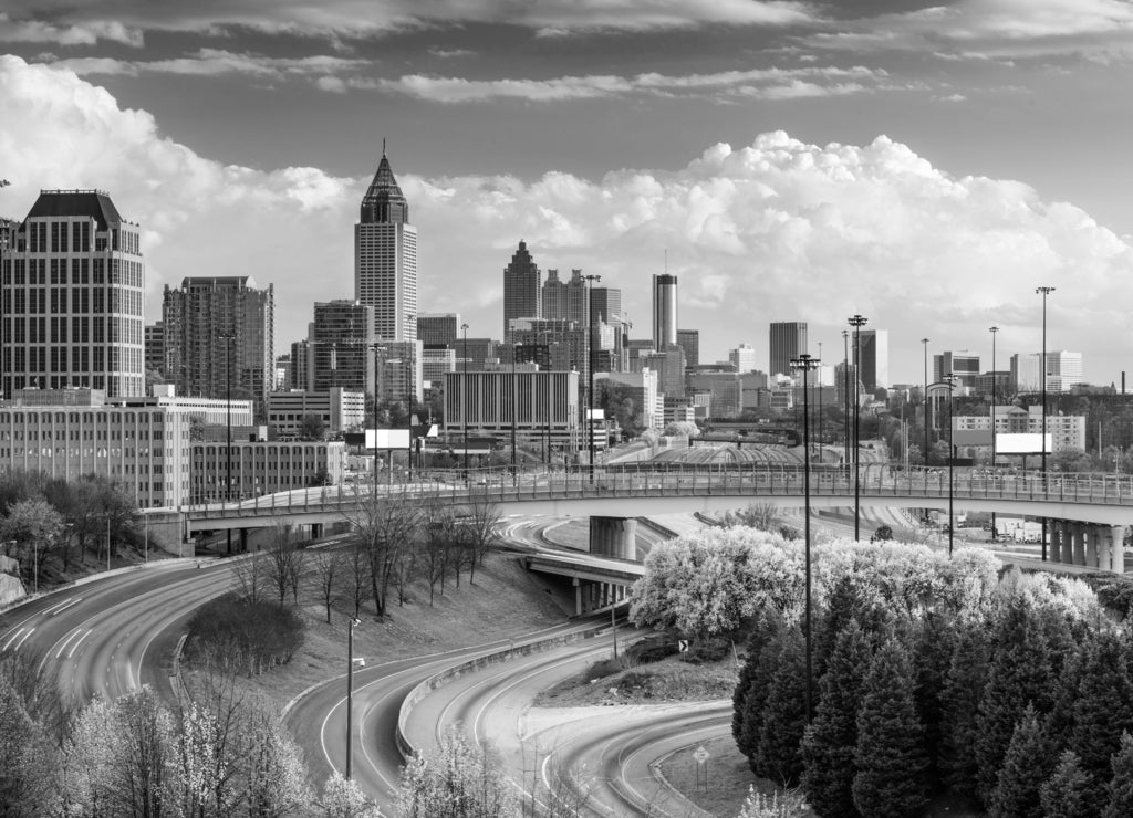 Atlanta Georgia Skyline in black white