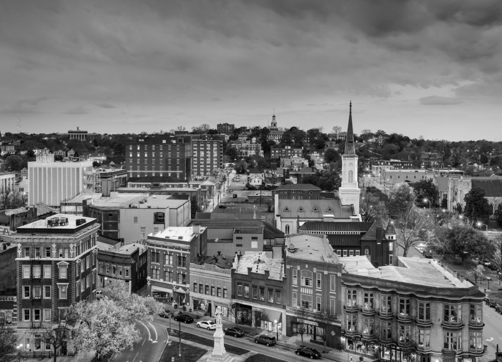 Macon Georgia USA in black white