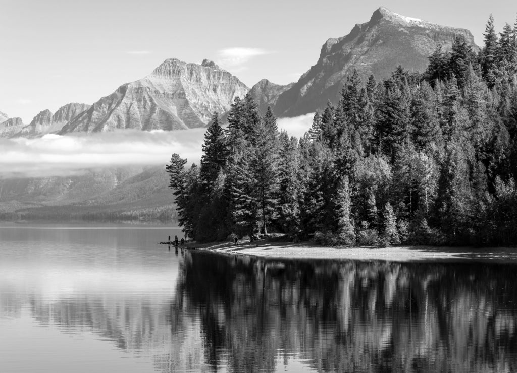 Lake McDonald in black white