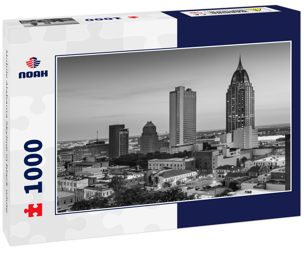 Mobile Alabama Skyline in black white