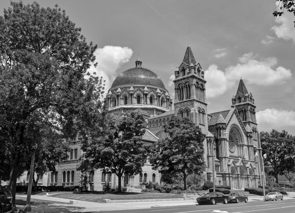 Cathedral Basilica of St. Louis Missouri in black white