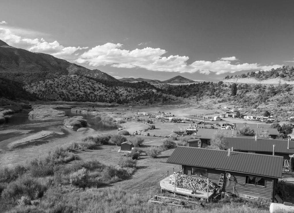 Hot Sulphur Springs on Colorado River, Colorado, USA in black white