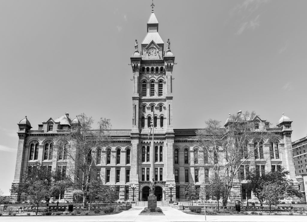 Erie County Hall - Buffalo, New York in black white