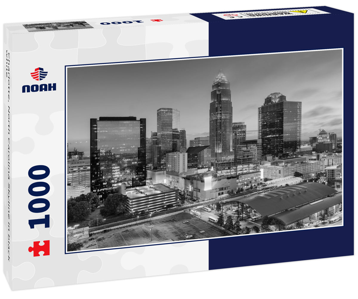 Charlotte, North Carolina Skyline in black white