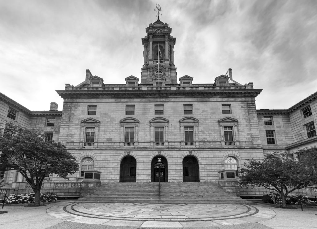 Portland City Hall - Maine in black white