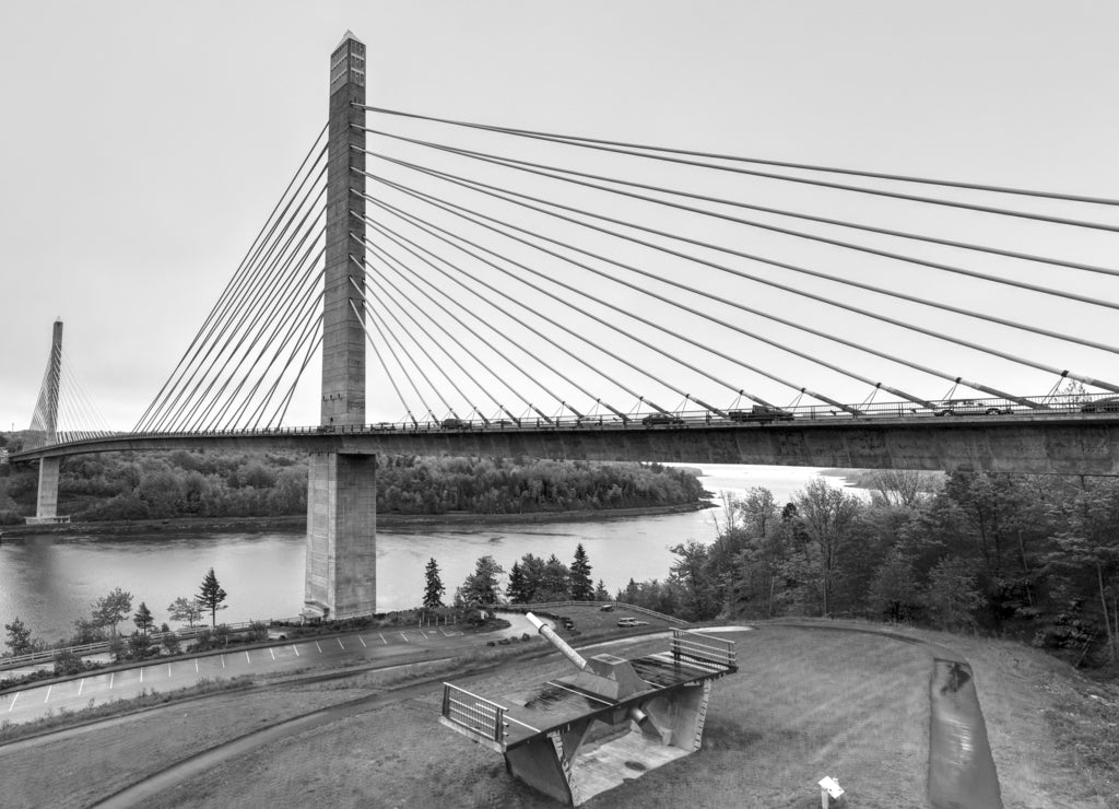 Penobscot Narrows Bridge - Maine in black white