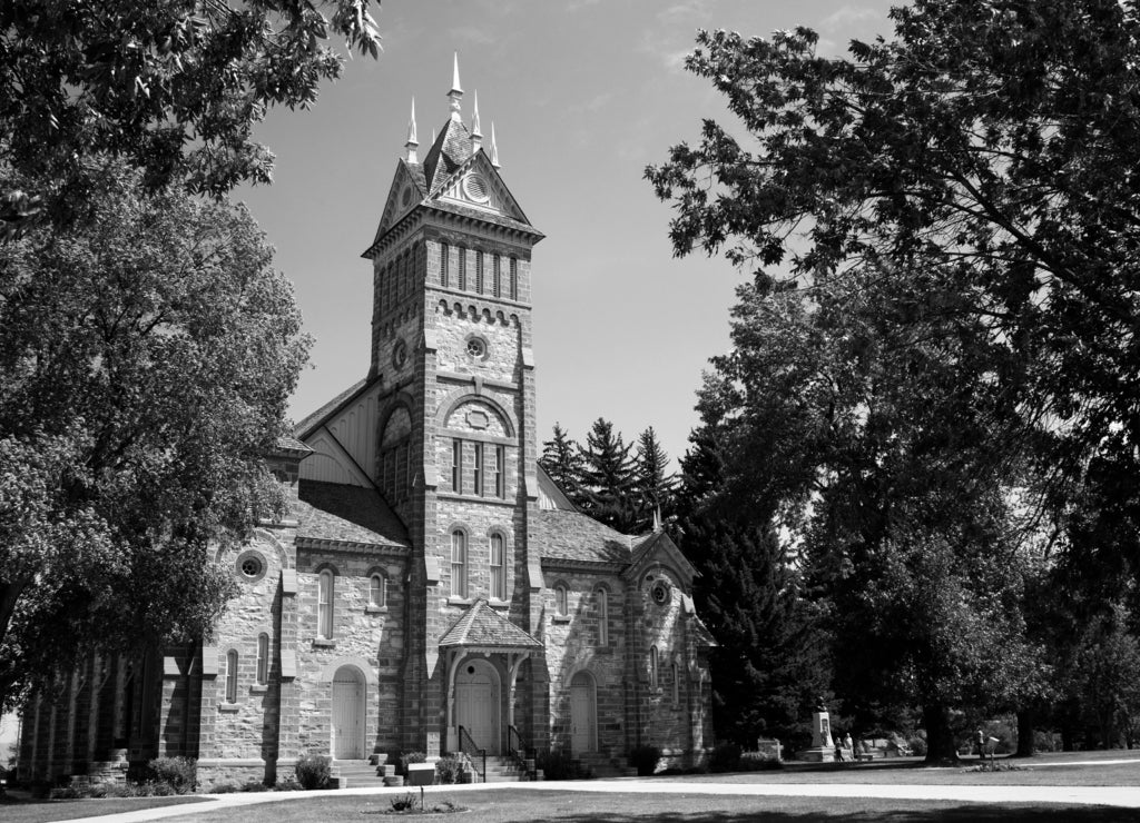 LDS Tabernacle -- Paris, Idaho in black white