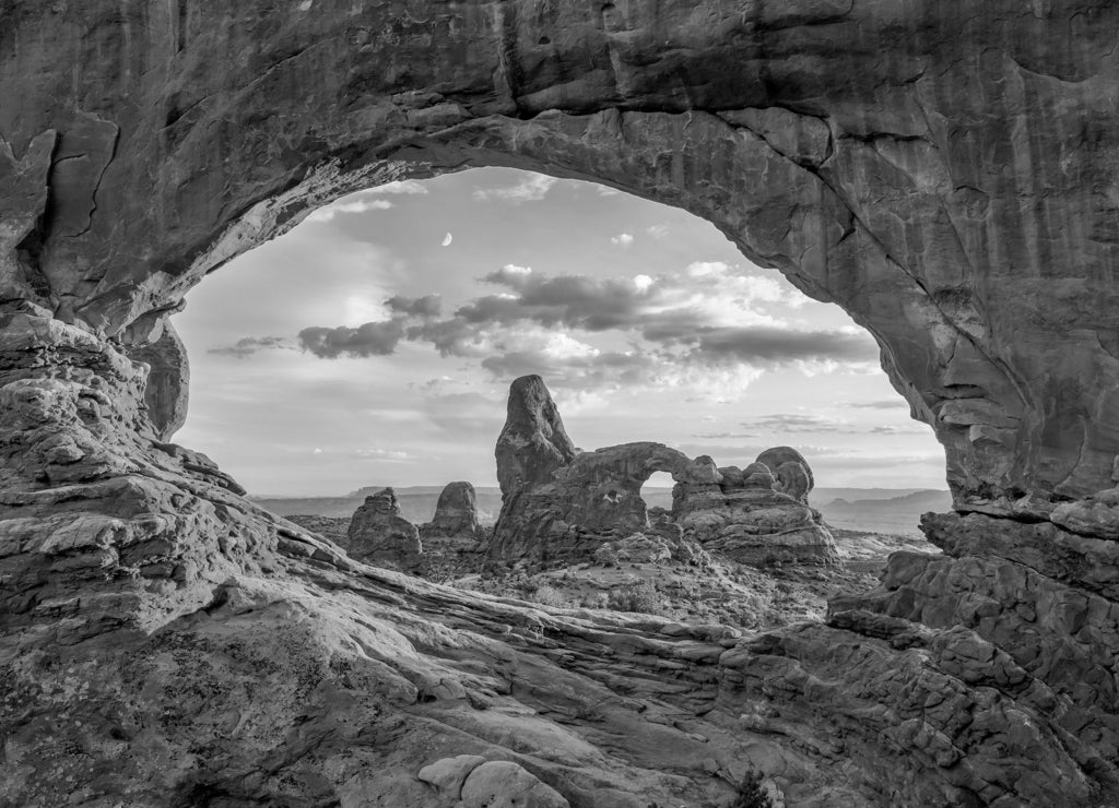 Arches Nationl Park, North Window, Utah in black white