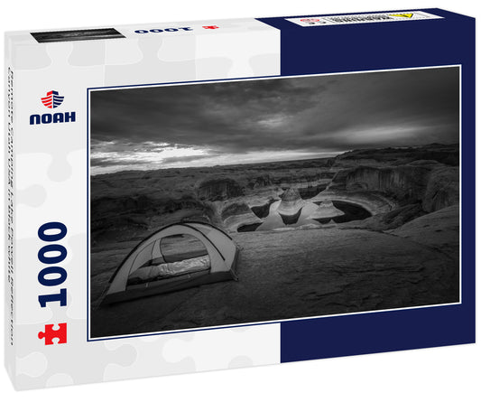 Remote Camping Lake Powell Reflection Canyon Utah USA in black white