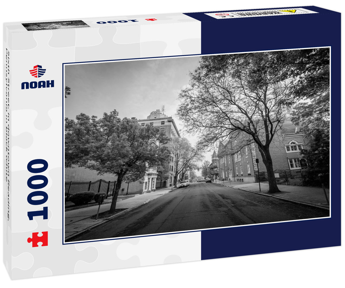 Sixth Street, in downtown Reading, Pennsylvania in black white