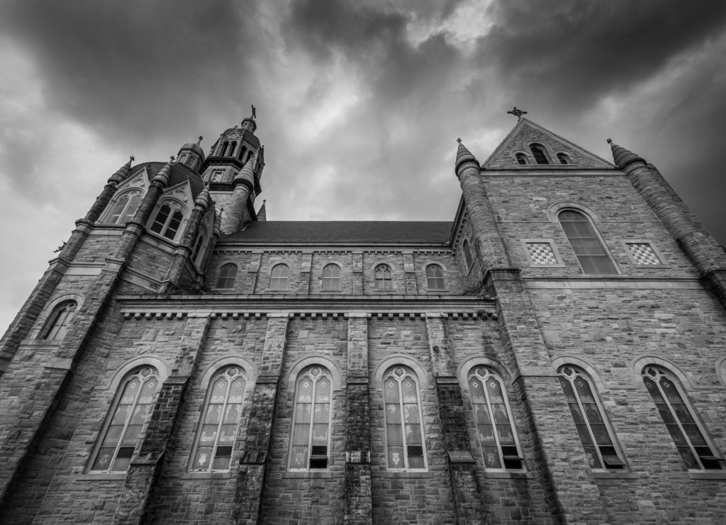 St. Mary and Archangel Michael Coptic Orthodox Church in Nashua, New Hampshire in black white