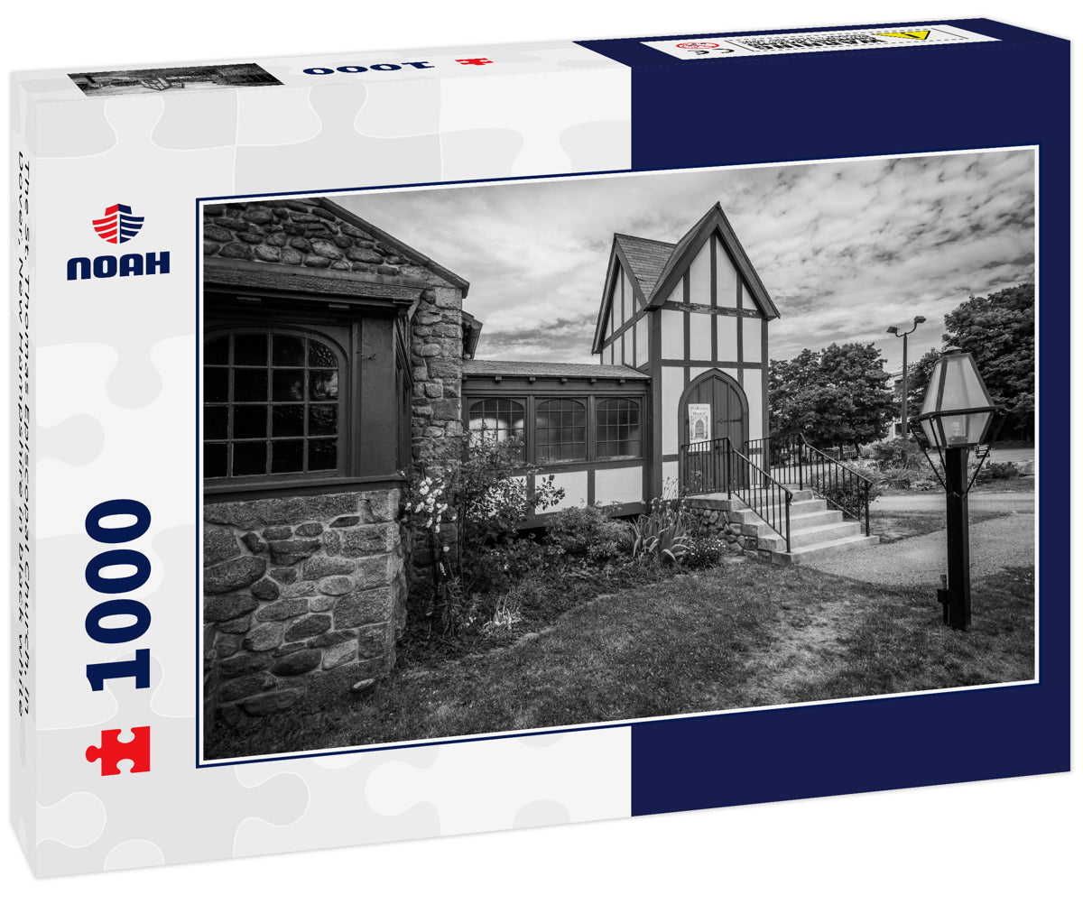 The St. Thomas Episcopal Church, in Dover, New Hampshire in black white