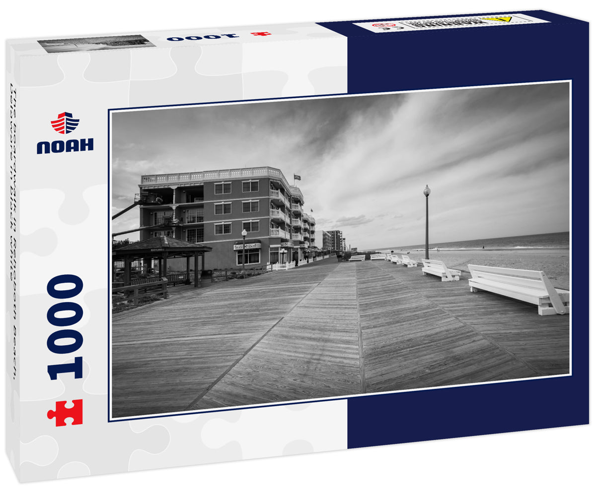 The boardwalk in Rehoboth Beach, Delaware in black white