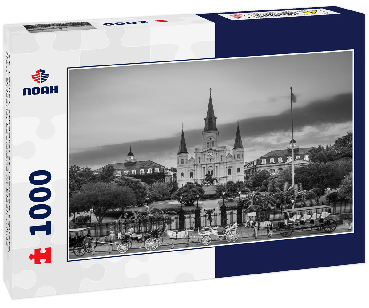 St. Louis Cathedral at Jackson Square, New Orleans, Louisiana in black white