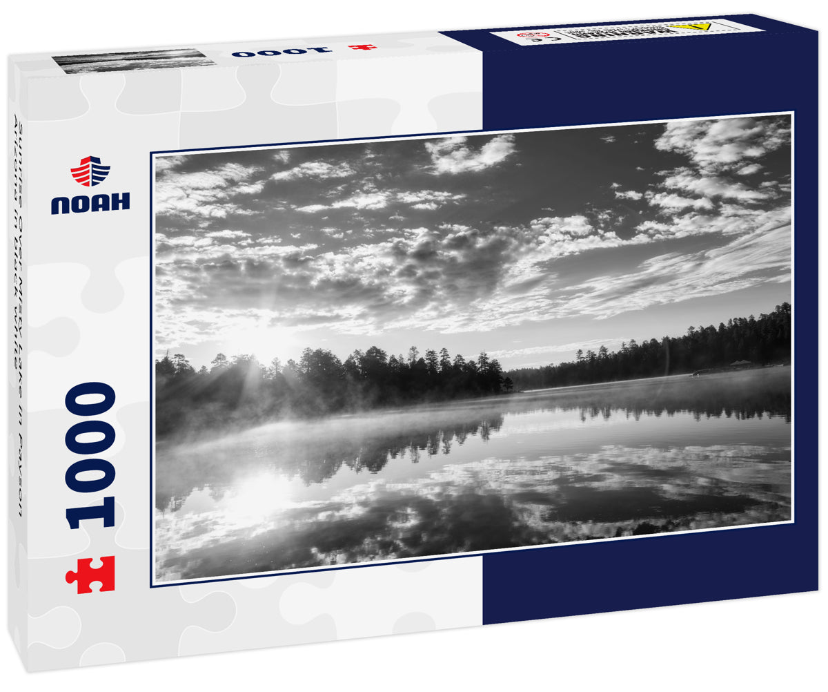 Sunrise Over Misty Lake in Payson Arizona in black white