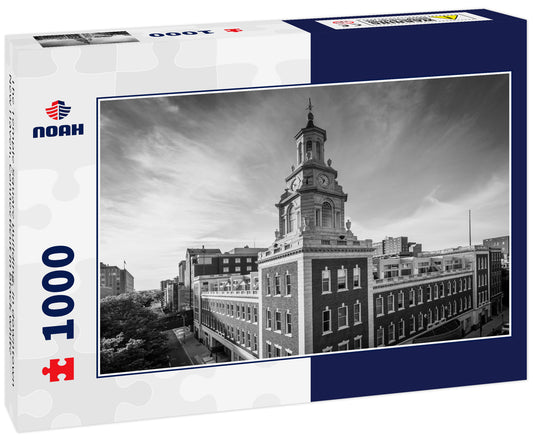 The Temple Square Building, in downtown New Haven, Connecticut in black white