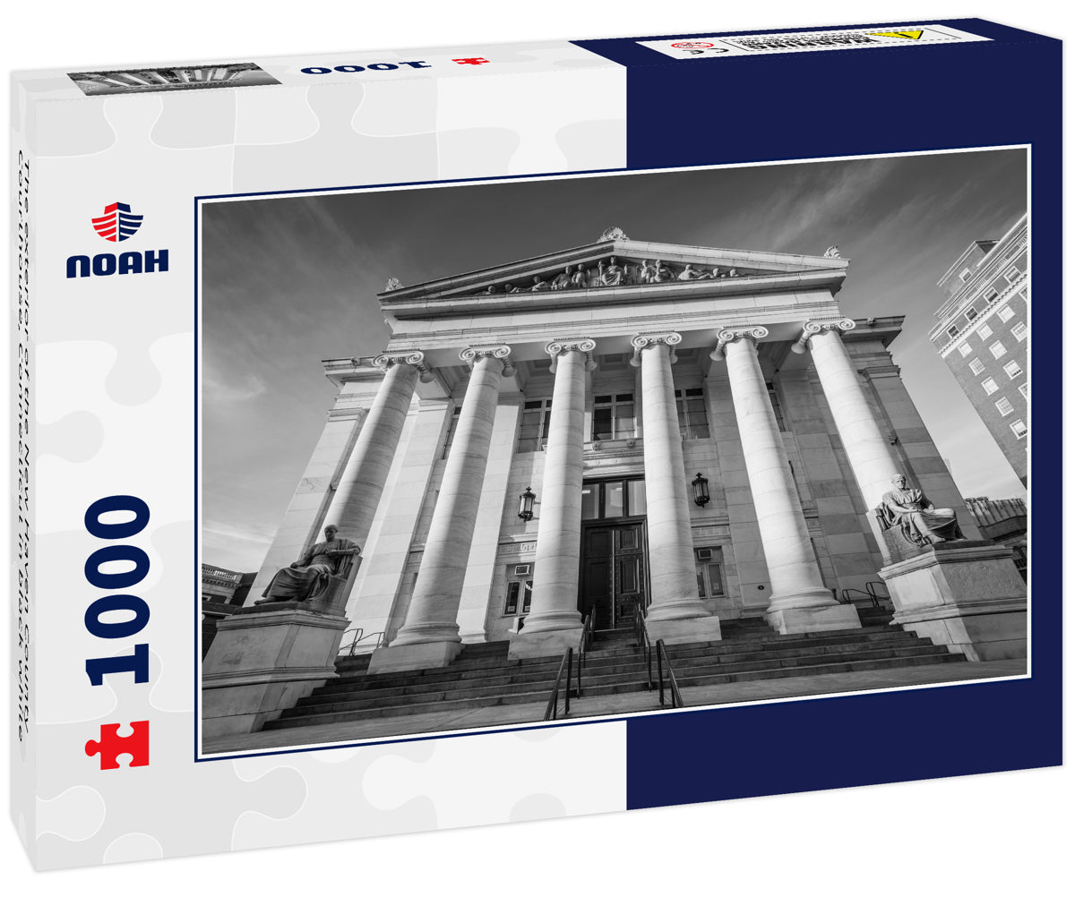 The exterior of the New Haven County Courthouse, Connecticut in black white