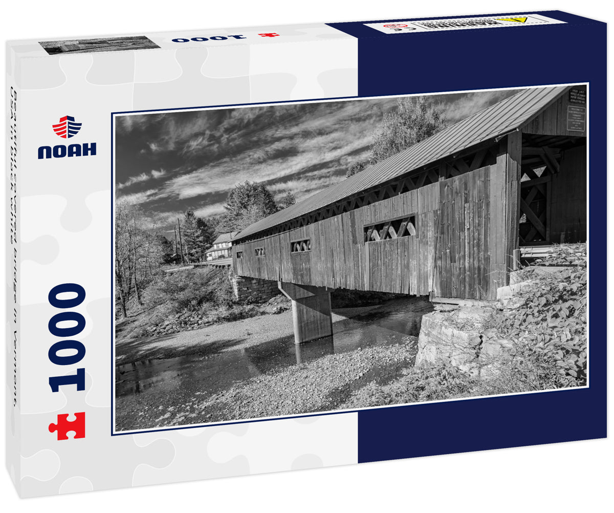 Beautiful covered bridge in Vermont, USA in black white