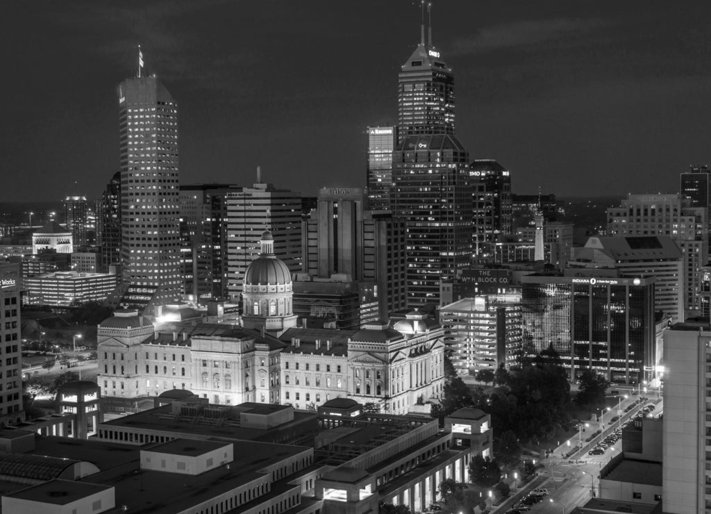 State Capital Building in Indiana in black white