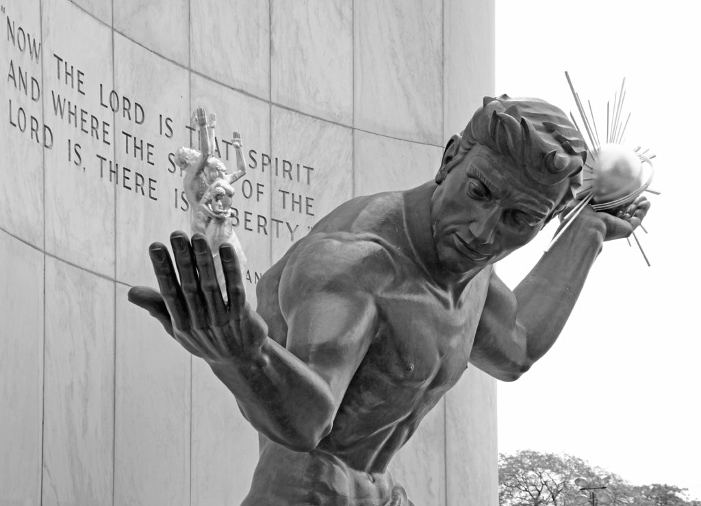 Spirit of Detroit Denkmal, Detroit Michigan in black white
