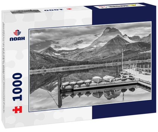 Swiftcurrent Lake, Glacier National Park, Montana in black white