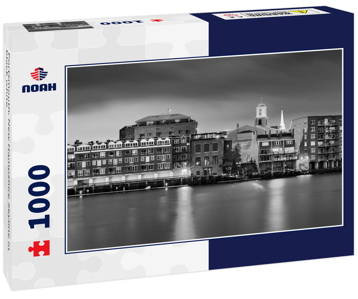 Portsmouth, New Hampshire Skyline in black white