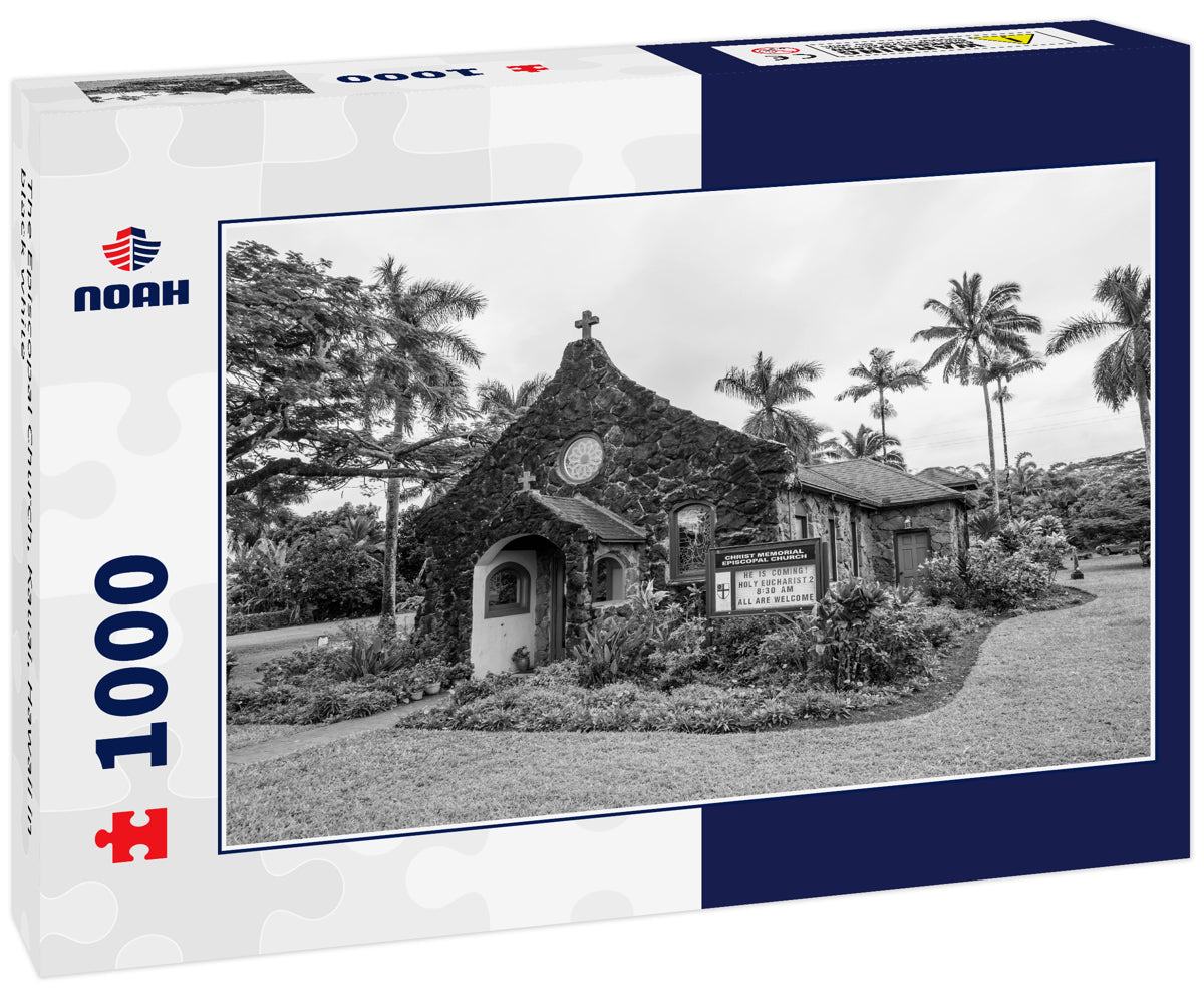 The Episcopal Church, Kauai, Hawaii in black white