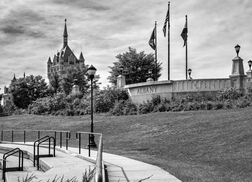 Albany New York, State Capital in black white