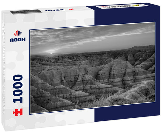 Badlands South Dakota Sunset in black white