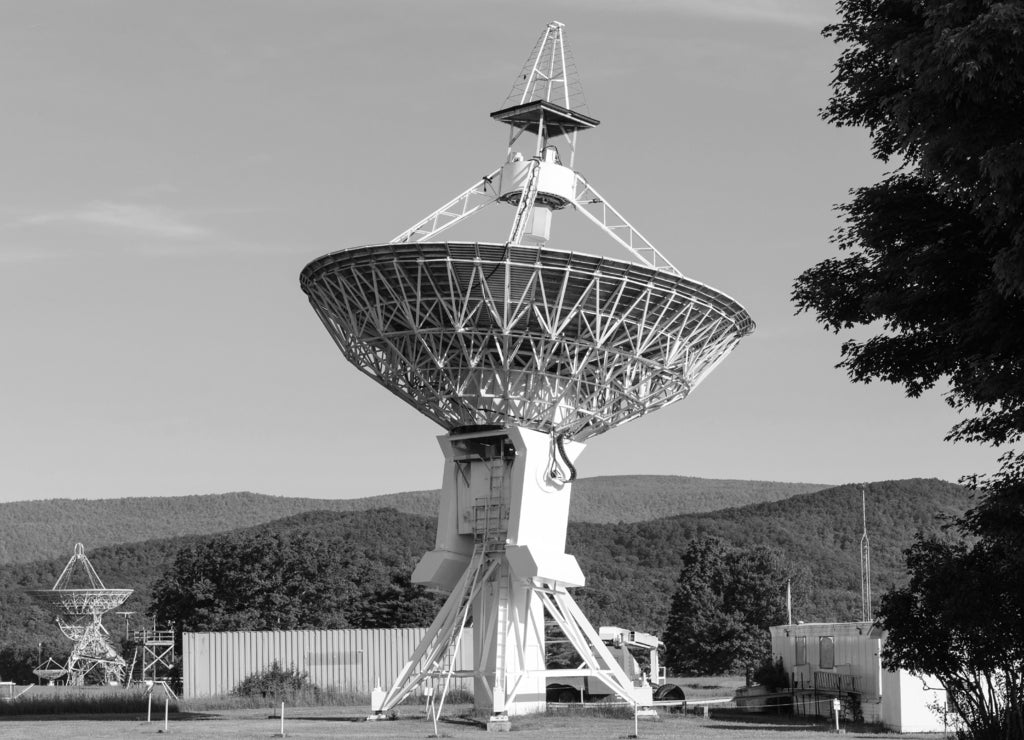 Green Bank Telescope, West Virginia in black white