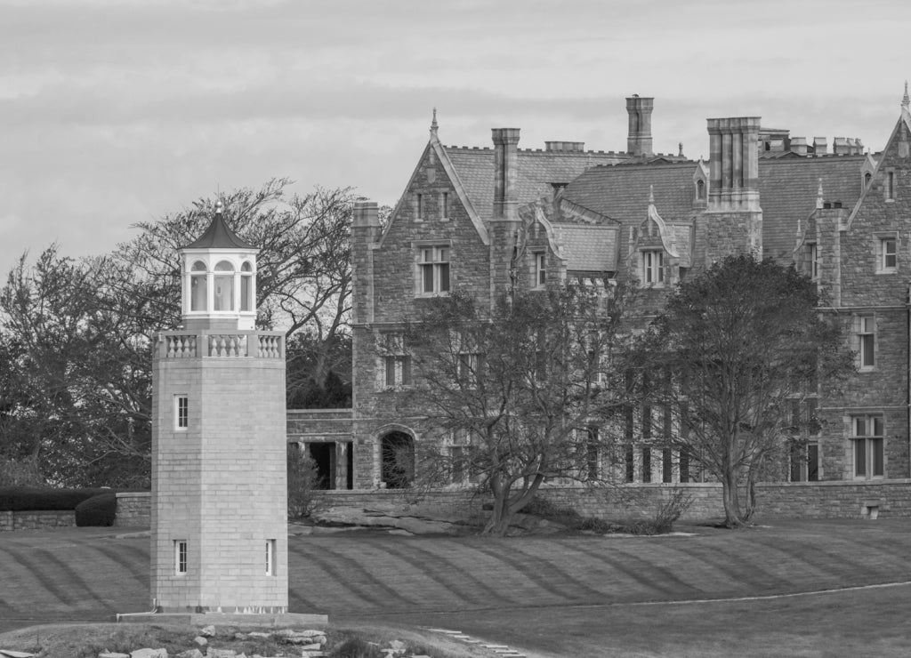 Groton Lighthouse, Connecticut in black white