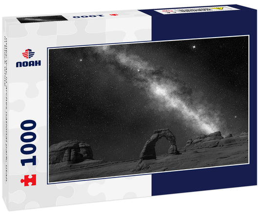 milky way in arches national park, utah in black white