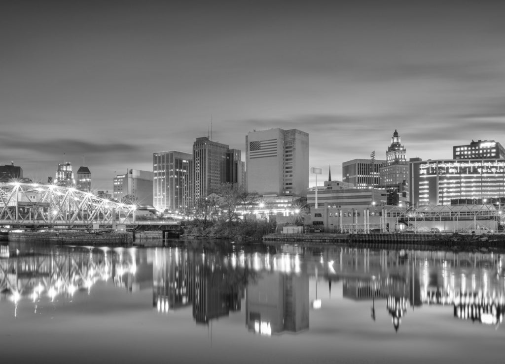 Newark, New Jersey Skyline in black white