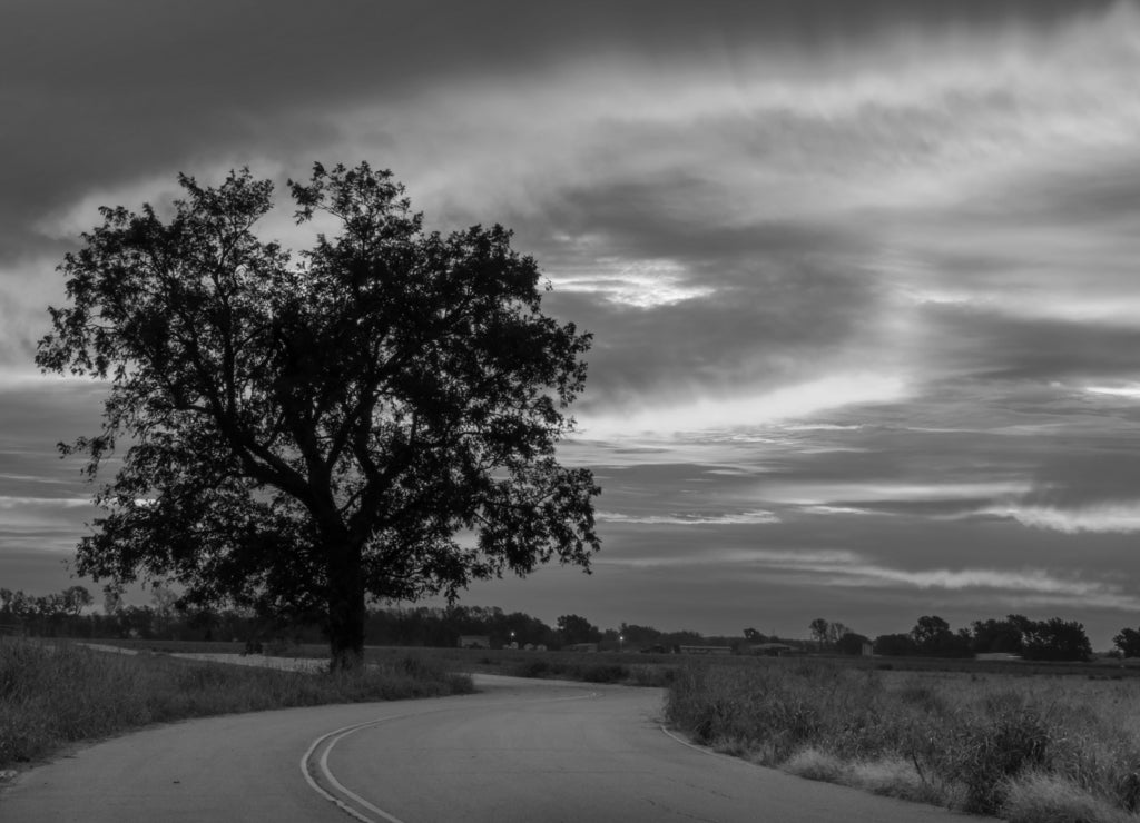 Oklahoma sunrise in black white