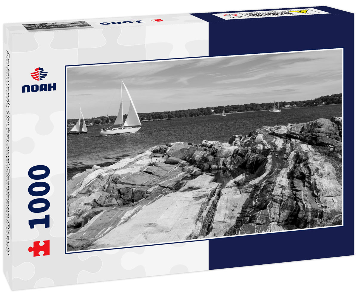 Portsmouth Harbor and Picsataqua River in Portsmouth, New Hampshire in black white