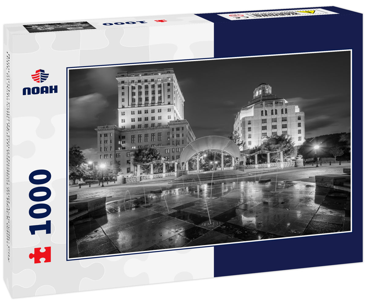 Buncombe County Courthouse and Asheville City Hall, in Asheville North Carolina in black white