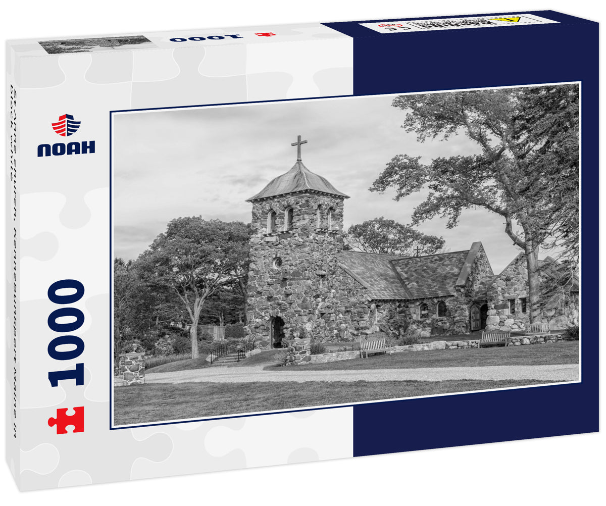 St Anne church, Kennebunkport Maine in black white